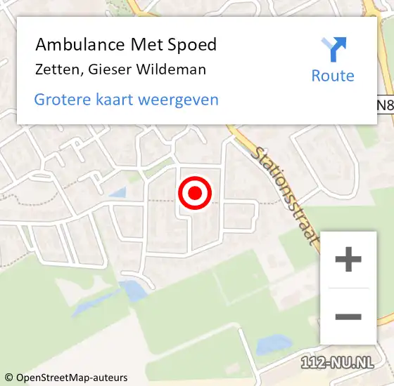 Locatie op kaart van de 112 melding: Ambulance Met Spoed Naar Zetten, Gieser Wildeman op 17 februari 2022 06:31
