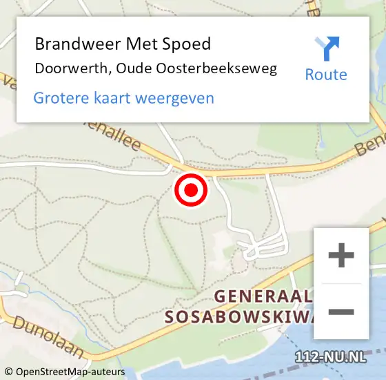 Locatie op kaart van de 112 melding: Brandweer Met Spoed Naar Doorwerth, Oude Oosterbeekseweg op 17 februari 2022 06:31