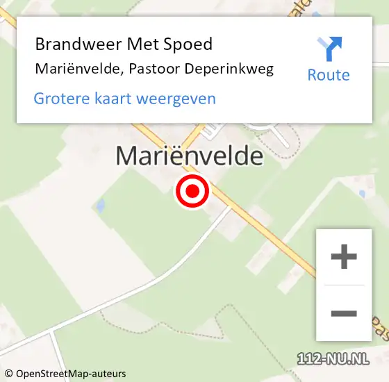 Locatie op kaart van de 112 melding: Brandweer Met Spoed Naar Mariënvelde, Pastoor Deperinkweg op 17 februari 2022 06:32