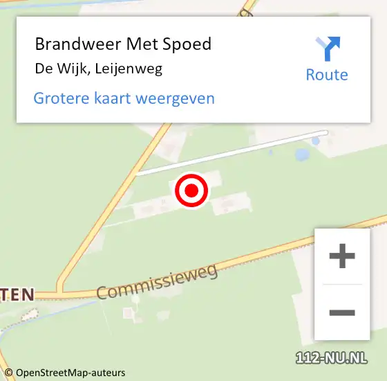 Locatie op kaart van de 112 melding: Brandweer Met Spoed Naar De Wijk, Leijenweg op 17 februari 2022 06:32