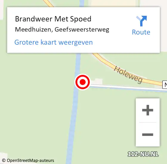 Locatie op kaart van de 112 melding: Brandweer Met Spoed Naar Meedhuizen, Geefsweersterweg op 17 februari 2022 06:42