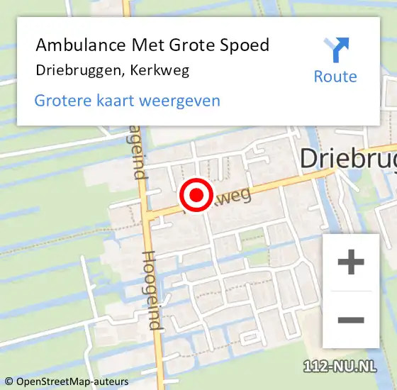 Locatie op kaart van de 112 melding: Ambulance Met Grote Spoed Naar Driebruggen, Kerkweg op 17 februari 2022 06:51