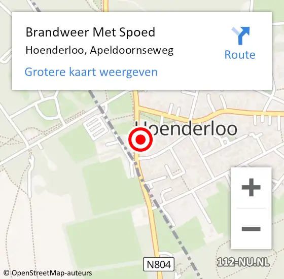 Locatie op kaart van de 112 melding: Brandweer Met Spoed Naar Hoenderloo, Apeldoornseweg op 17 februari 2022 06:52