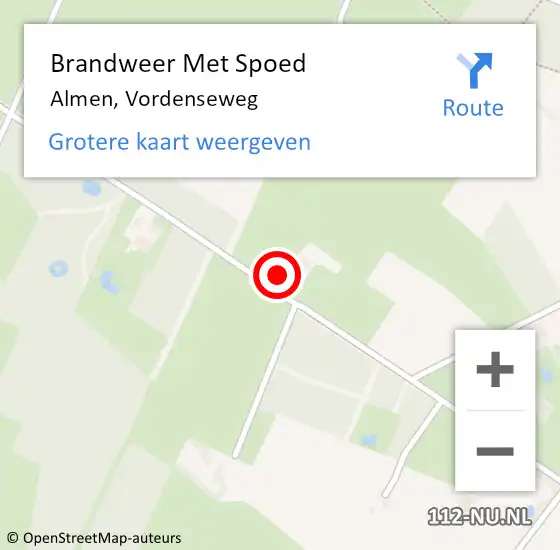 Locatie op kaart van de 112 melding: Brandweer Met Spoed Naar Almen, Vordenseweg op 17 februari 2022 06:54