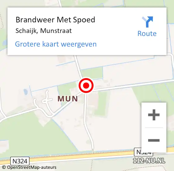 Locatie op kaart van de 112 melding: Brandweer Met Spoed Naar Schaijk, Munstraat op 17 februari 2022 06:58