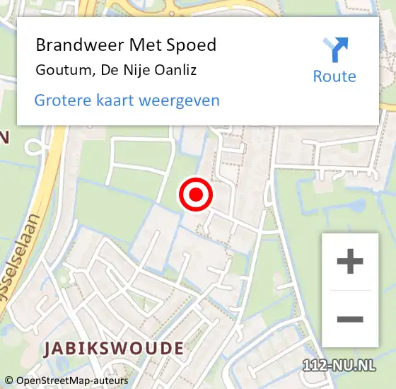 Locatie op kaart van de 112 melding: Brandweer Met Spoed Naar Goutum, De Nije Oanliz op 17 februari 2022 07:00