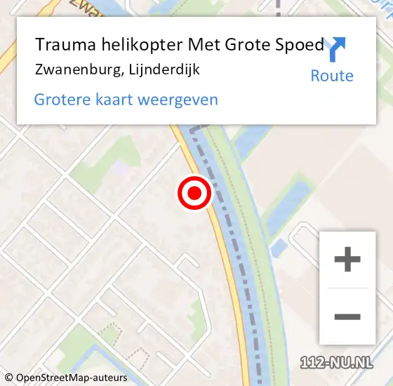 Locatie op kaart van de 112 melding: Trauma helikopter Met Grote Spoed Naar Zwanenburg, Lijnderdijk op 17 februari 2022 07:02