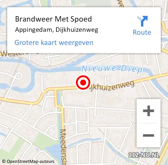 Locatie op kaart van de 112 melding: Brandweer Met Spoed Naar Appingedam, Dijkhuizenweg op 17 februari 2022 07:05