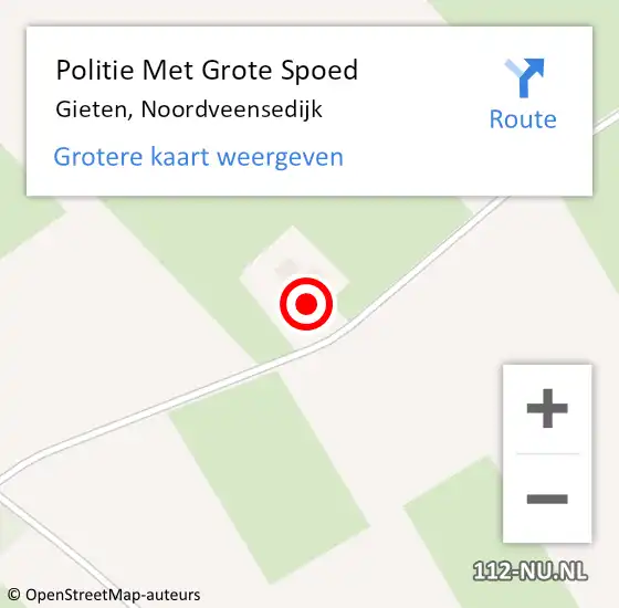 Locatie op kaart van de 112 melding: Politie Met Grote Spoed Naar Gieten, Noordveensedijk op 17 februari 2022 07:07