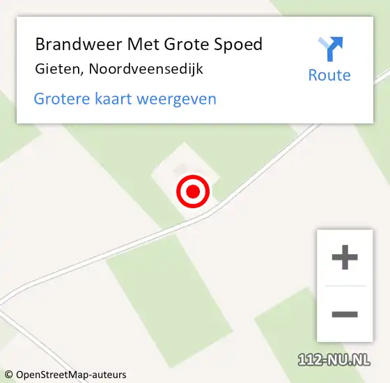 Locatie op kaart van de 112 melding: Brandweer Met Grote Spoed Naar Gieten, Noordveensedijk op 17 februari 2022 07:08