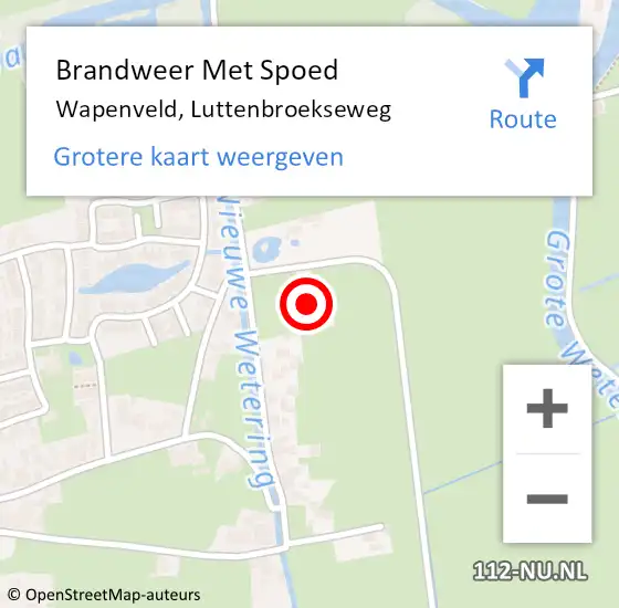 Locatie op kaart van de 112 melding: Brandweer Met Spoed Naar Wapenveld, Luttenbroekseweg op 17 februari 2022 07:17