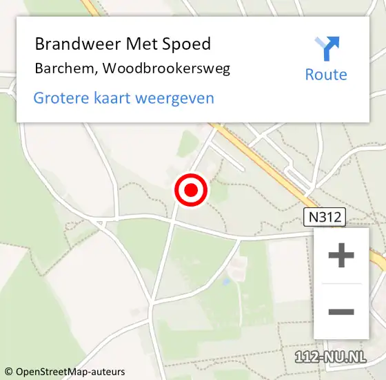 Locatie op kaart van de 112 melding: Brandweer Met Spoed Naar Barchem, Woodbrookersweg op 17 februari 2022 07:17