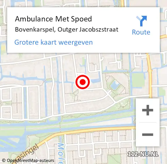 Locatie op kaart van de 112 melding: Ambulance Met Spoed Naar Bovenkarspel, Outger Jacobszstraat op 17 februari 2022 07:25