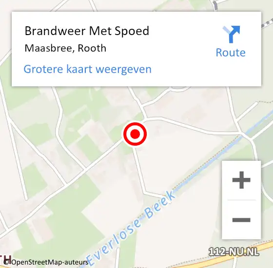 Locatie op kaart van de 112 melding: Brandweer Met Spoed Naar Maasbree, Rooth op 17 februari 2022 07:27