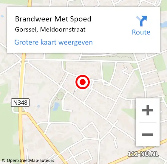 Locatie op kaart van de 112 melding: Brandweer Met Spoed Naar Gorssel, Meidoornstraat op 17 februari 2022 07:30