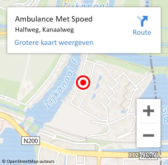 Locatie op kaart van de 112 melding: Ambulance Met Spoed Naar Halfweg, Kanaalweg op 17 februari 2022 07:31
