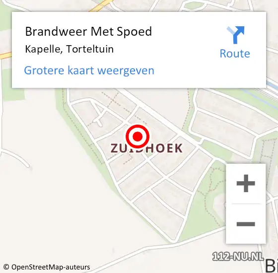 Locatie op kaart van de 112 melding: Brandweer Met Spoed Naar Kapelle, Torteltuin op 17 februari 2022 07:31