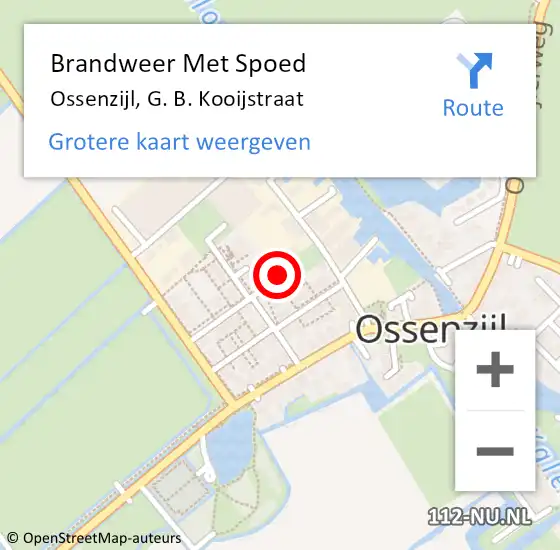 Locatie op kaart van de 112 melding: Brandweer Met Spoed Naar Ossenzijl, G. B. Kooijstraat op 17 februari 2022 07:39