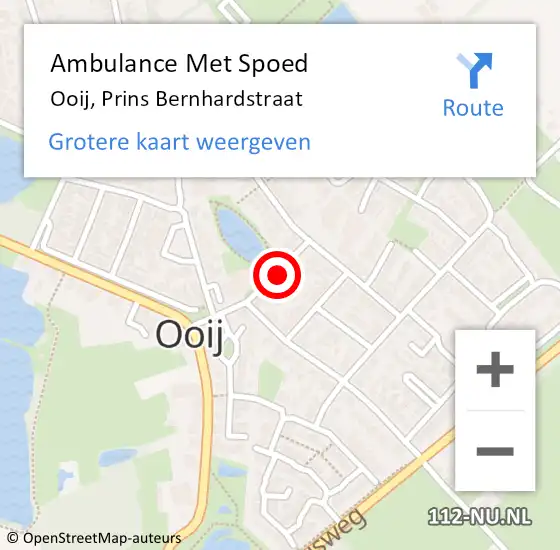 Locatie op kaart van de 112 melding: Ambulance Met Spoed Naar Ooij, Prins Bernhardstraat op 17 februari 2022 07:40