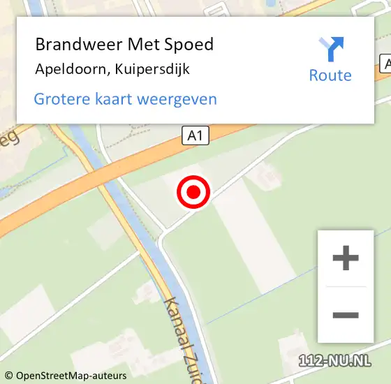 Locatie op kaart van de 112 melding: Brandweer Met Spoed Naar Apeldoorn, Kuipersdijk op 17 februari 2022 07:44