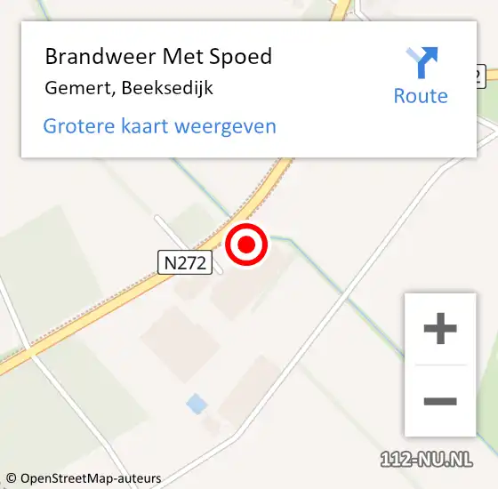 Locatie op kaart van de 112 melding: Brandweer Met Spoed Naar Gemert, Beeksedijk op 17 februari 2022 07:45