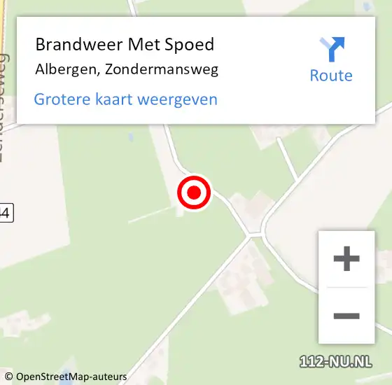 Locatie op kaart van de 112 melding: Brandweer Met Spoed Naar Albergen, Zondermansweg op 17 februari 2022 07:47