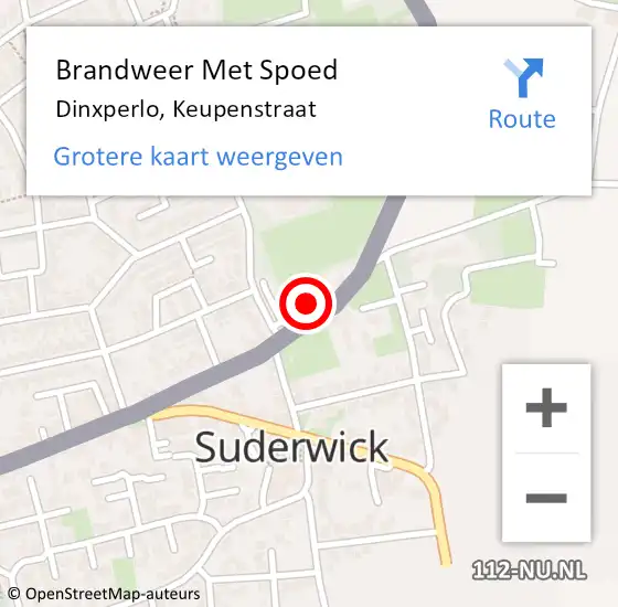 Locatie op kaart van de 112 melding: Brandweer Met Spoed Naar Dinxperlo, Keupenstraat op 17 februari 2022 07:51