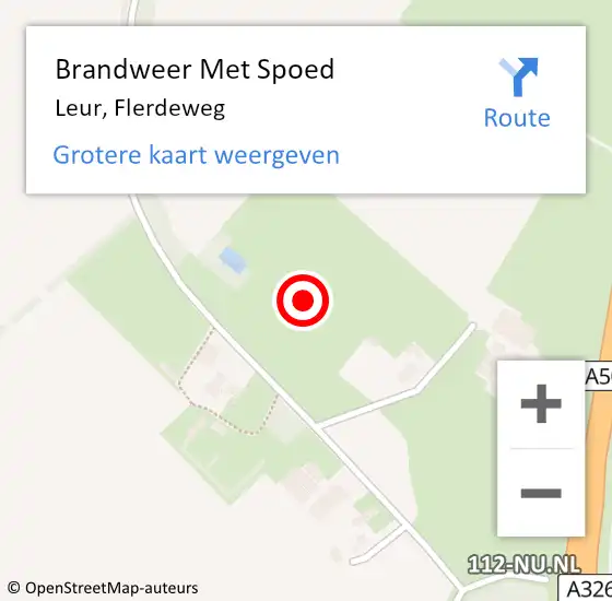 Locatie op kaart van de 112 melding: Brandweer Met Spoed Naar Leur, Flerdeweg op 17 februari 2022 07:54