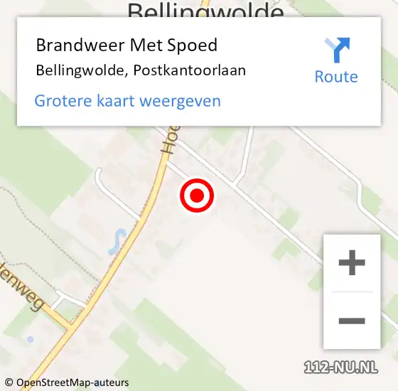 Locatie op kaart van de 112 melding: Brandweer Met Spoed Naar Bellingwolde, Postkantoorlaan op 17 februari 2022 07:58