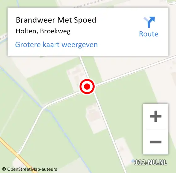 Locatie op kaart van de 112 melding: Brandweer Met Spoed Naar Holten, Broekweg op 17 februari 2022 08:06