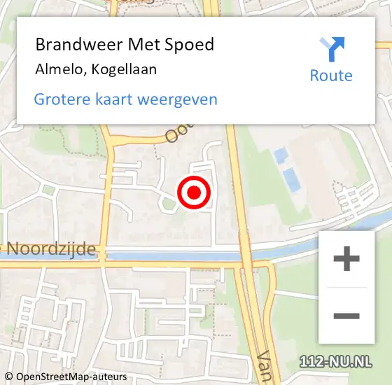 Locatie op kaart van de 112 melding: Brandweer Met Spoed Naar Almelo, Kogellaan op 17 februari 2022 08:07