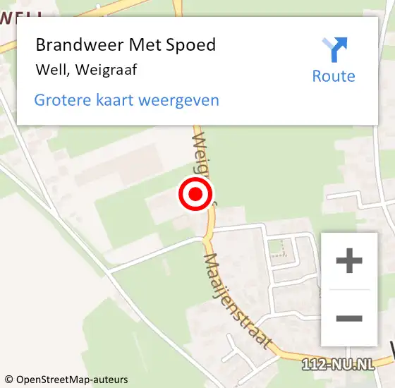 Locatie op kaart van de 112 melding: Brandweer Met Spoed Naar Well, Weigraaf op 17 februari 2022 08:09