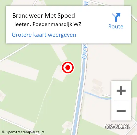 Locatie op kaart van de 112 melding: Brandweer Met Spoed Naar Heeten, Poedenmansdijk WZ op 17 februari 2022 08:12