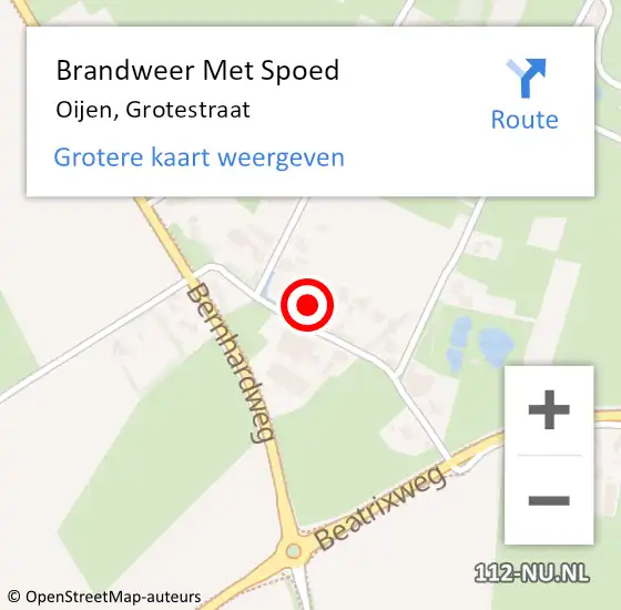 Locatie op kaart van de 112 melding: Brandweer Met Spoed Naar Oijen, Grotestraat op 17 februari 2022 08:18