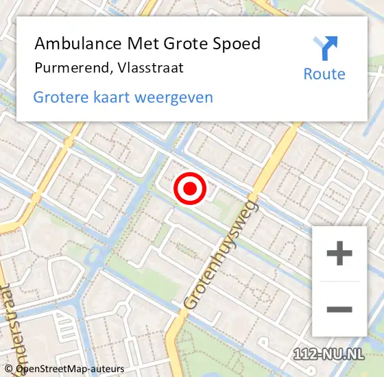 Locatie op kaart van de 112 melding: Ambulance Met Grote Spoed Naar Purmerend, Vlasstraat op 17 februari 2022 08:19