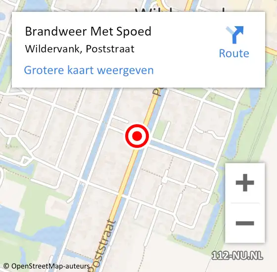 Locatie op kaart van de 112 melding: Brandweer Met Spoed Naar Wildervank, Poststraat op 17 februari 2022 08:24