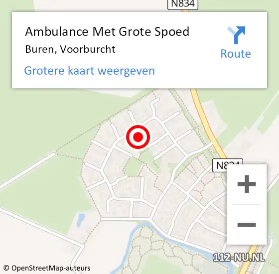 Locatie op kaart van de 112 melding: Ambulance Met Grote Spoed Naar Buren, Voorburcht op 17 februari 2022 08:25