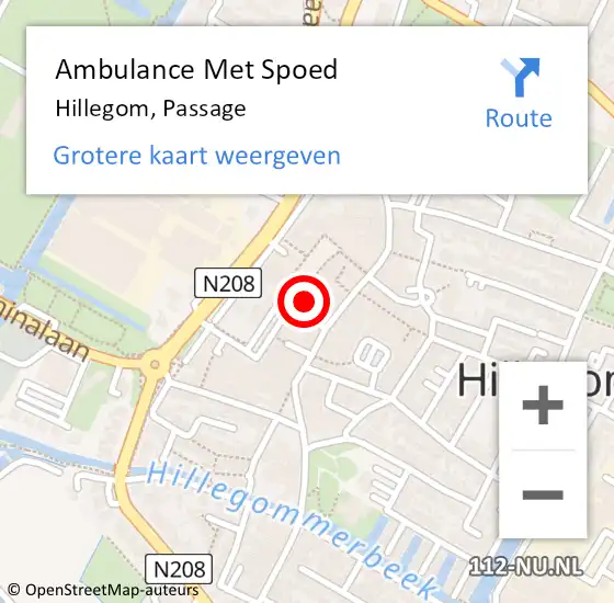 Locatie op kaart van de 112 melding: Ambulance Met Spoed Naar Hillegom, Passage op 17 februari 2022 08:37