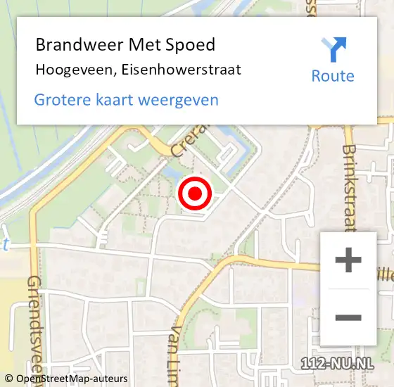 Locatie op kaart van de 112 melding: Brandweer Met Spoed Naar Hoogeveen, Eisenhowerstraat op 17 februari 2022 08:40