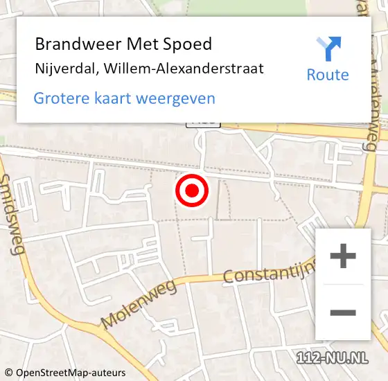 Locatie op kaart van de 112 melding: Brandweer Met Spoed Naar Nijverdal, Willem-Alexanderstraat op 17 februari 2022 08:43