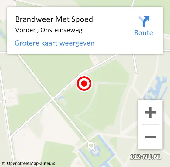 Locatie op kaart van de 112 melding: Brandweer Met Spoed Naar Vorden, Onsteinseweg op 17 februari 2022 08:45