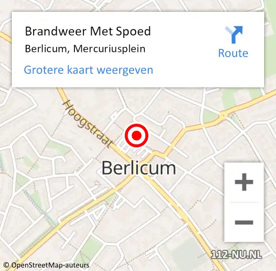 Locatie op kaart van de 112 melding: Brandweer Met Spoed Naar Berlicum, Mercuriusplein op 17 februari 2022 08:47