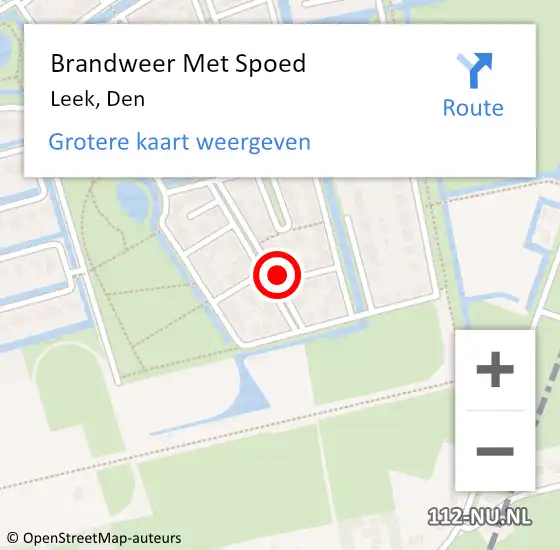 Locatie op kaart van de 112 melding: Brandweer Met Spoed Naar Leek, Den op 17 februari 2022 08:47