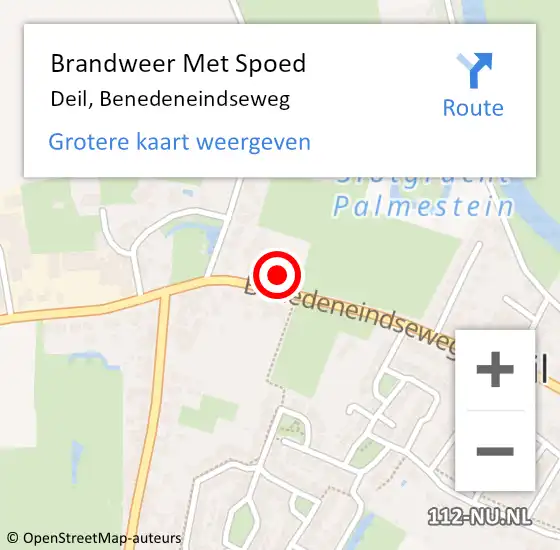 Locatie op kaart van de 112 melding: Brandweer Met Spoed Naar Deil, Benedeneindseweg op 17 februari 2022 08:51