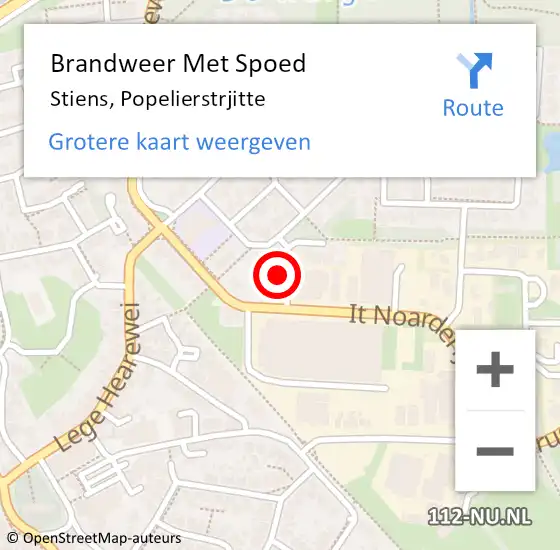 Locatie op kaart van de 112 melding: Brandweer Met Spoed Naar Stiens, Popelierstrjitte op 17 februari 2022 08:51