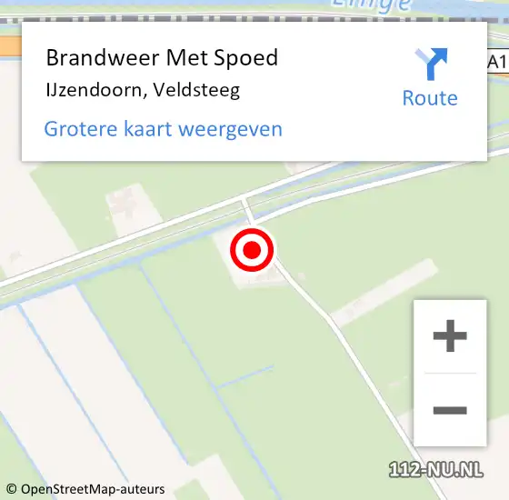 Locatie op kaart van de 112 melding: Brandweer Met Spoed Naar IJzendoorn, Veldsteeg op 17 februari 2022 08:53