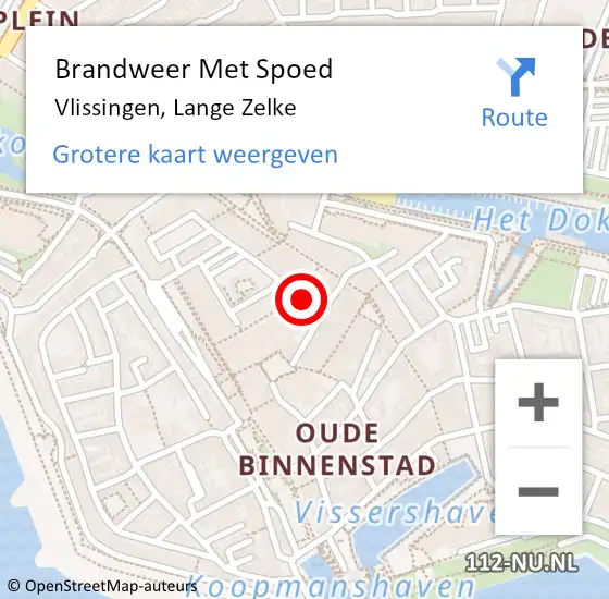 Locatie op kaart van de 112 melding: Brandweer Met Spoed Naar Vlissingen, Lange Zelke op 17 februari 2022 08:54