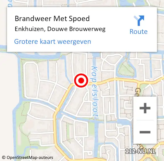 Locatie op kaart van de 112 melding: Brandweer Met Spoed Naar Enkhuizen, Douwe Brouwerweg op 17 februari 2022 08:56