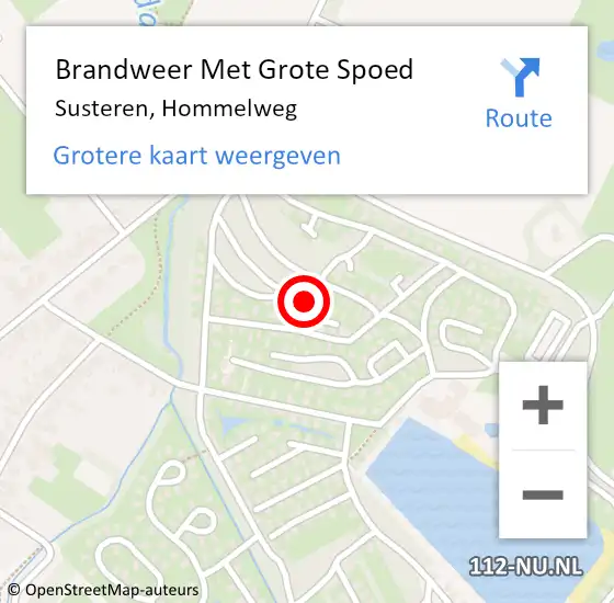 Locatie op kaart van de 112 melding: Brandweer Met Grote Spoed Naar Susteren, Hommelweg op 17 februari 2022 08:56