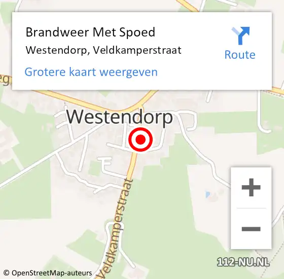 Locatie op kaart van de 112 melding: Brandweer Met Spoed Naar Westendorp, Veldkamperstraat op 17 februari 2022 08:58